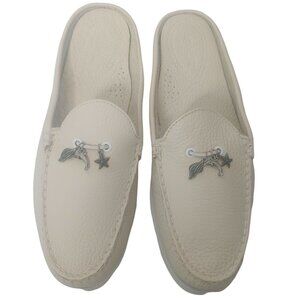 Sperry Cream Leather Slip-On Loafer Mules with Nautical Charms
